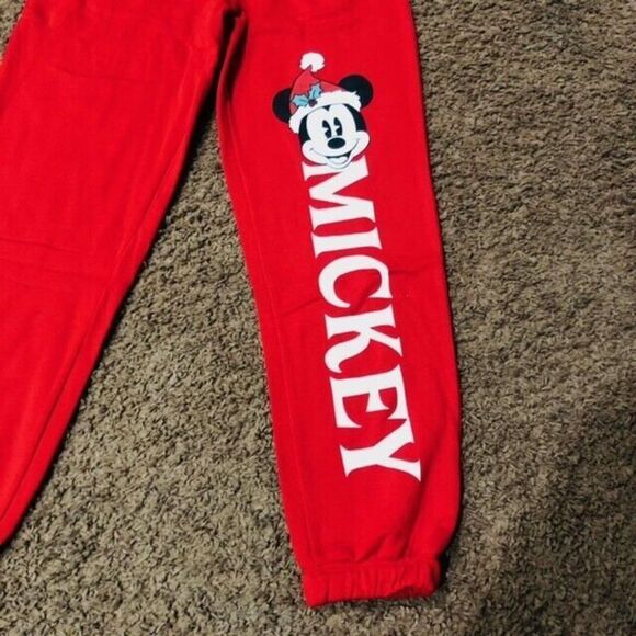 Disney's Mickey Mouse Juniors' Holiday Graphic Jogger Pants Pull On Red Small - Picture 3 of 7